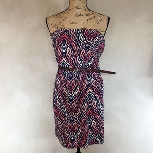 Tart strapless faux wrap belted dress